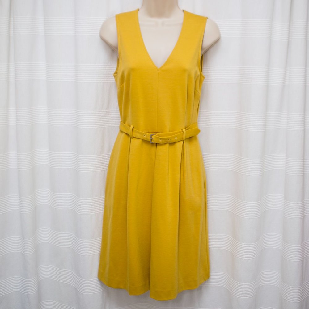 Yellow Banana Republic Rayon Nylon Belted Fit & Flare Dress w. Pockets!